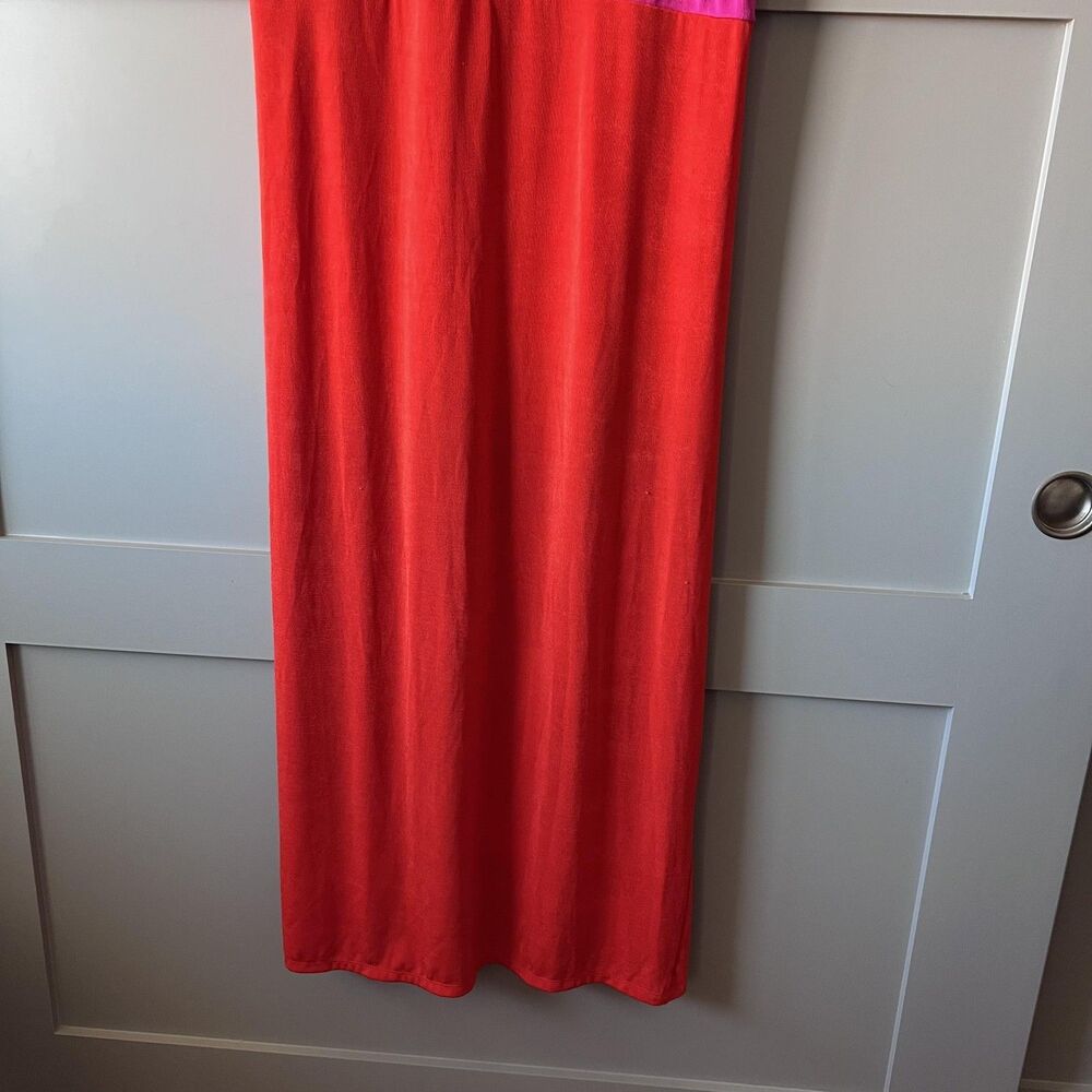 Nina Parker Dress Womens 3X Pink Red Colorblock Sleeveless Ruched Tulip Hem Maxi - Picture 7 of 9